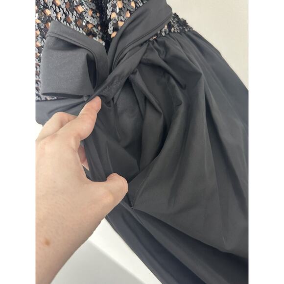 VTG DOROTHY BULLITT Ardmore Chestnut Hill Black Sequin Puff Sleeve Maxi Dress 12 - Picture 4 of 7